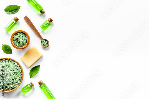 Wallpaper Mural Tea tree cosmetics with essential oil and green leaves Torontodigital.ca