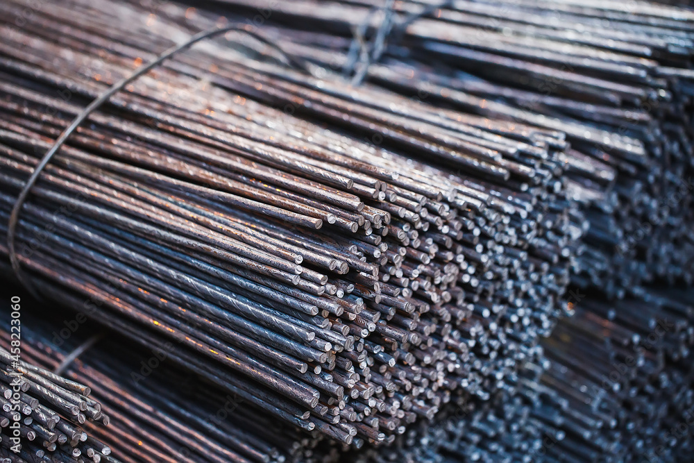 building armature are located in the warehouse of metallurgical products. Element of the constructional structure.