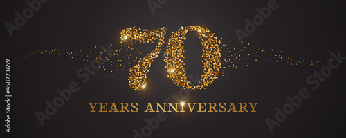 70 years anniversary vector icon, logo. Graphic design element with golden glitter number for 70th anniversary card