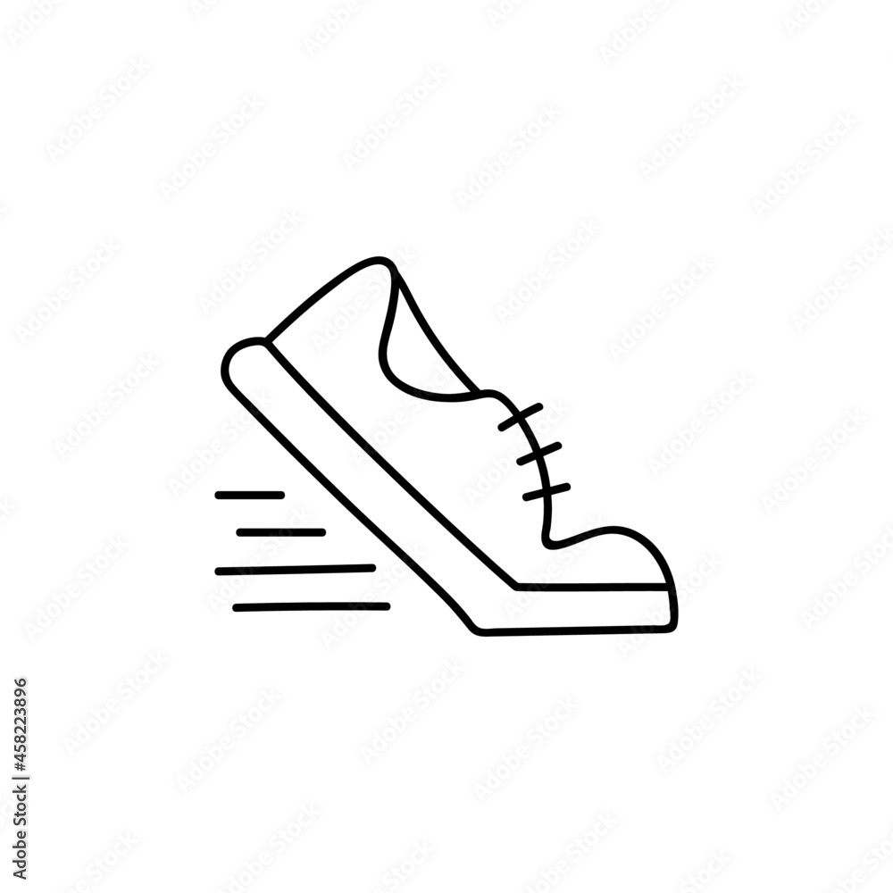 Fast shoe icon in flat black line style, isolated on white background 