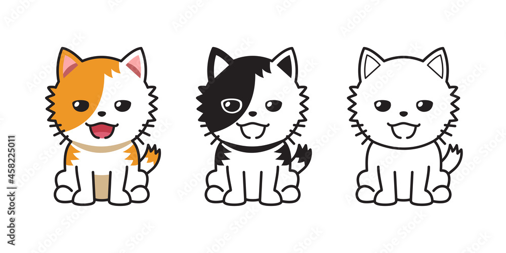 Set of vector cartoon character cat for design. Set of vector cartoon character cat for design.