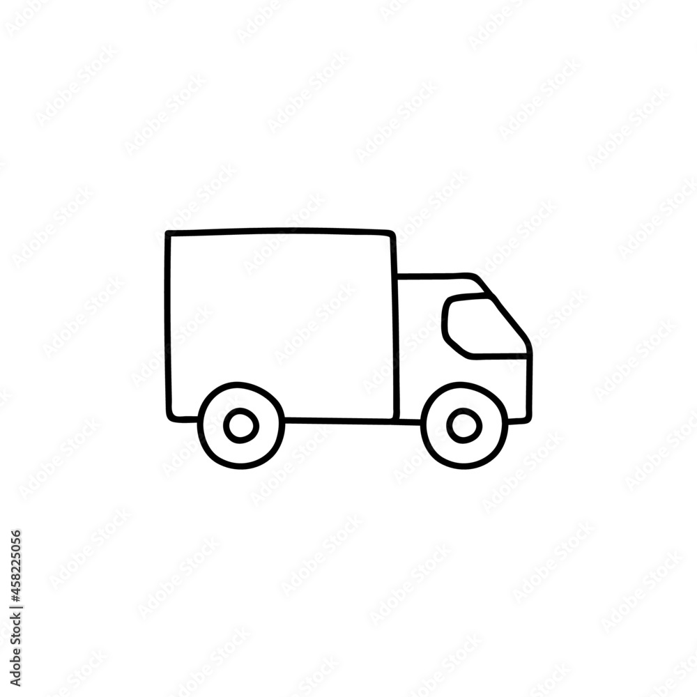 Delivery shopping icon in flat black line style, isolated on white background Delivery shopping icon in flat black line style, isolated on white background
