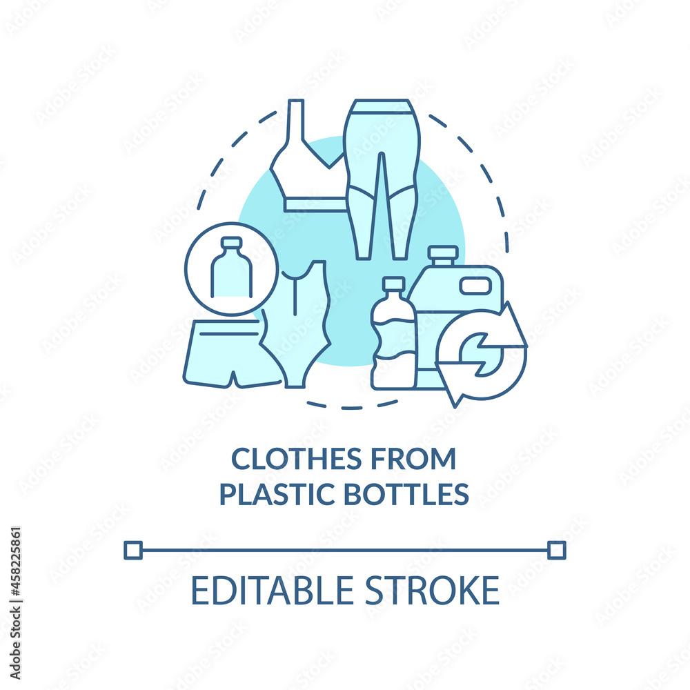 Clothes from recycled plastic bottles concept icon. Clothes production from secondary materials abstract idea thin line illustration. Vector isolated outline color drawing. Editable stroke