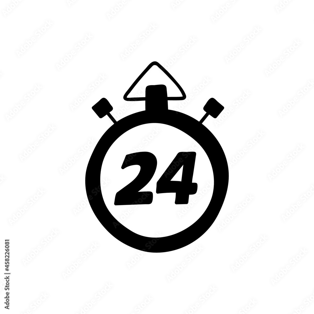24 hours icon in solid black flat shape glyph icon, isolated on white background 24 hours icon in solid black flat shape glyph icon, isolated on white background