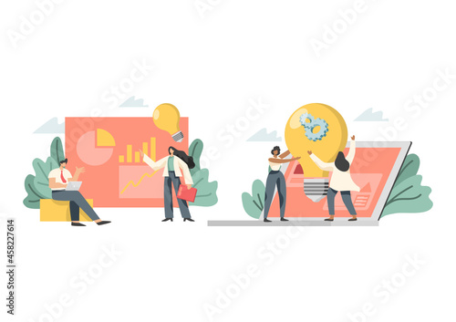 business idea team metaphor people connect puzzle elements vector flat symbol design illustration of teamwork and cooperation.