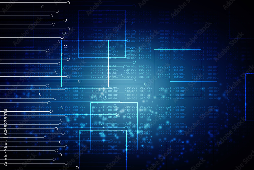 2d illustration Abstract futuristic electronic circuit technology background