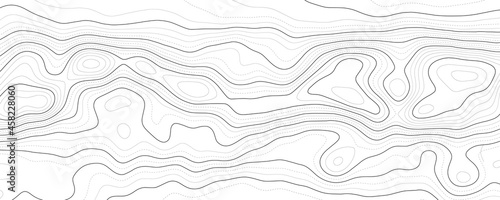 Topographic map background. Geographic line map with elevation assignments. Contour background geographic grid. Vector illustration.