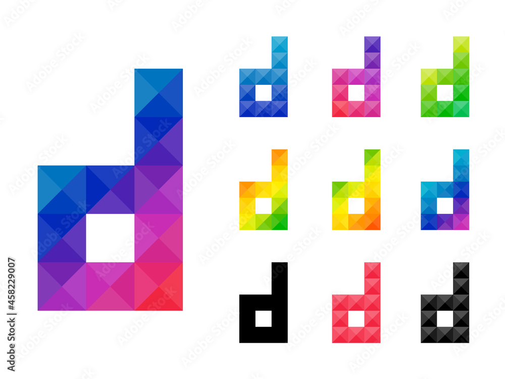 Set of colorful alphabet small letter d 3D icon logo. Vector illustration. Set of colorful alphabet small letter d 3D icon logo. Vector illustration.