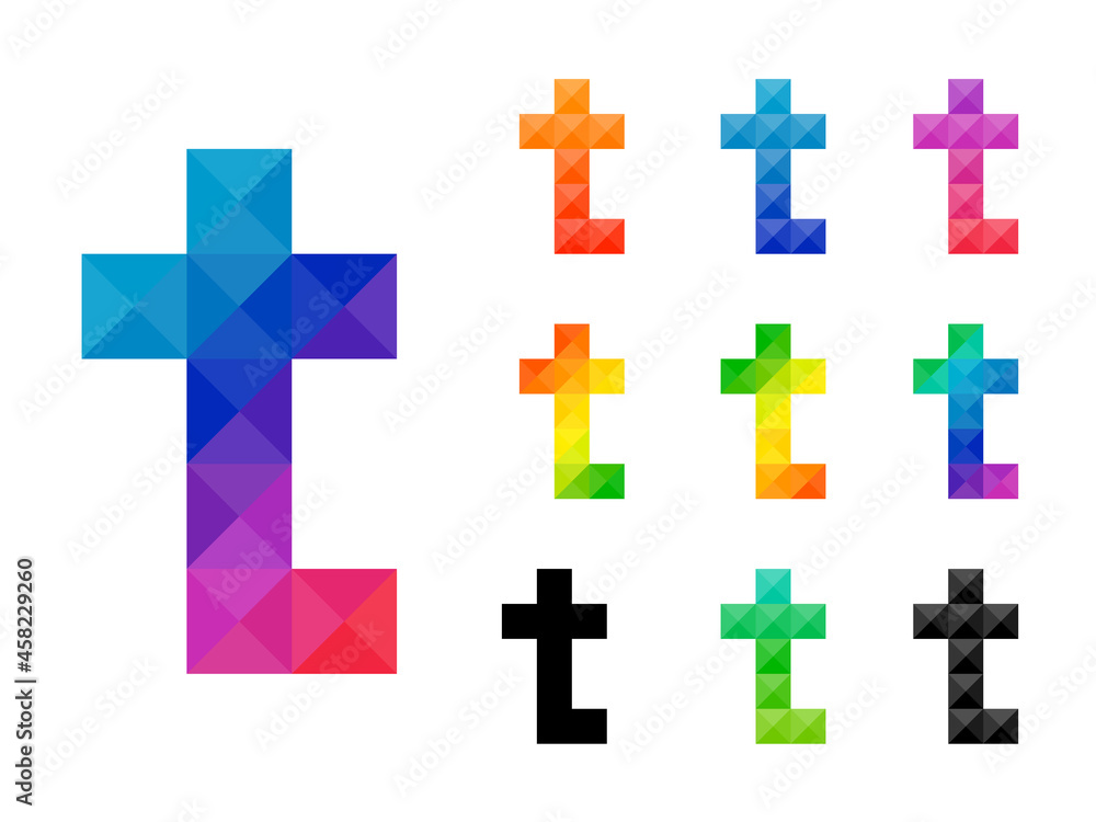 Fototapeta premium Set of colorful alphabet small letter t 3D icon logo. Vector illustration.