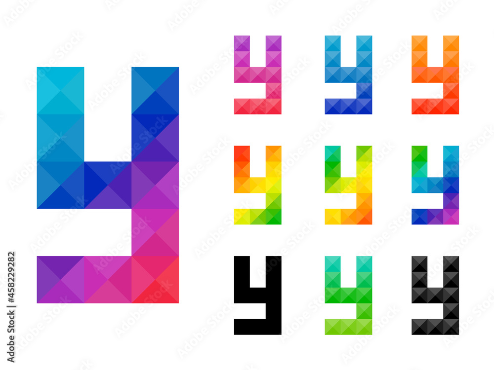 Set of colorful alphabet small letter y 3D icon logo. Vector illustration. Set of colorful alphabet small letter y 3D icon logo. Vector illustration.
