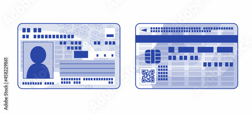 マイナンバーカードのイラスト（裏表・線画・シンプル）