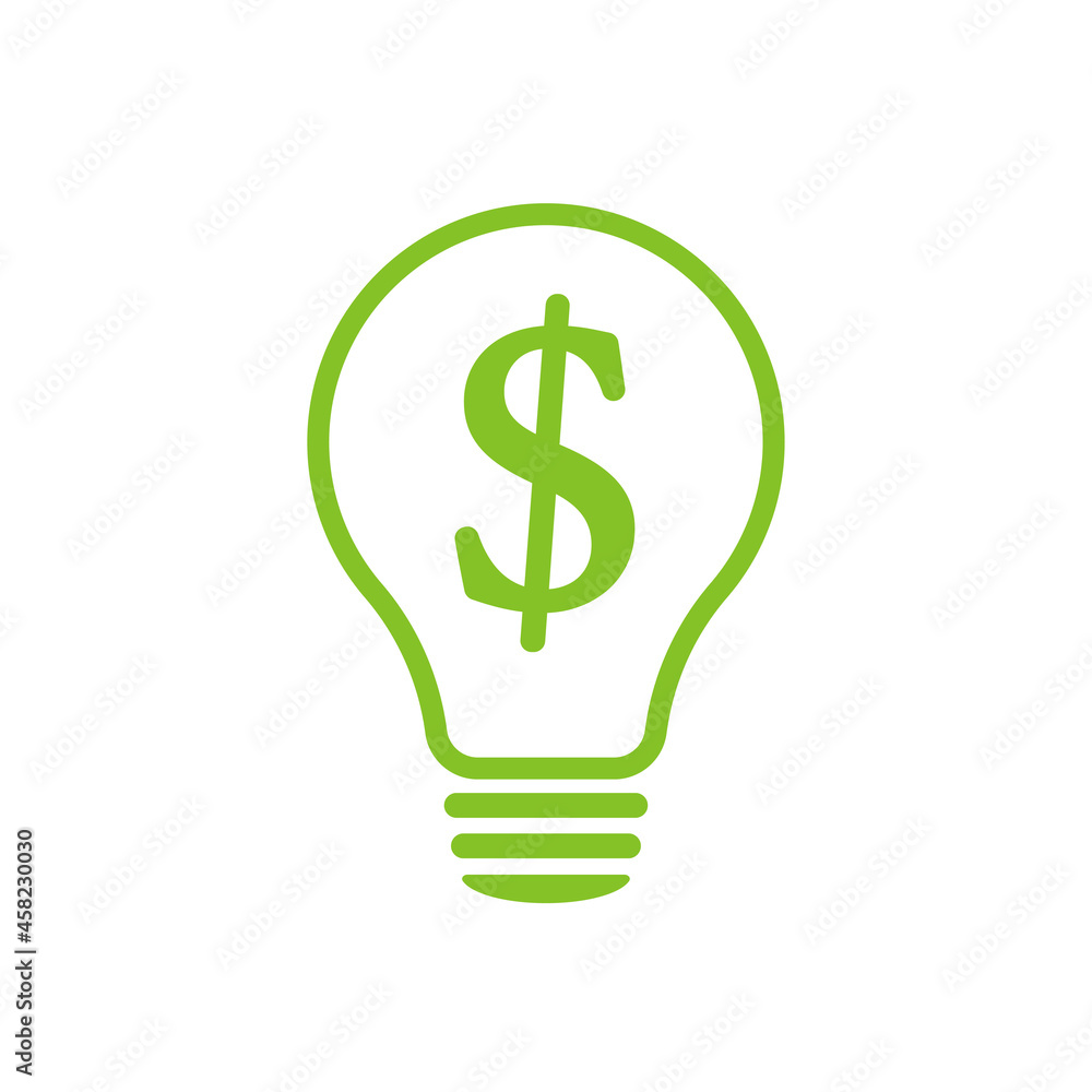 Lamp environmental light bulb Money Idea logo. Illustration