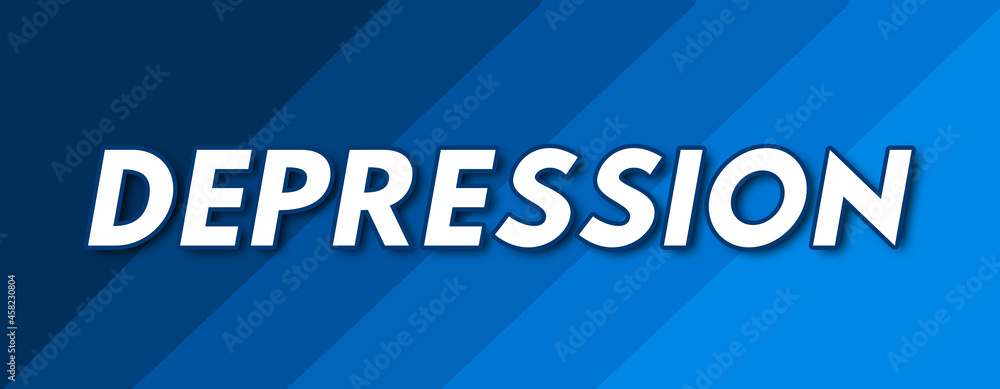 Obraz premium Depression - text written on striped blue background