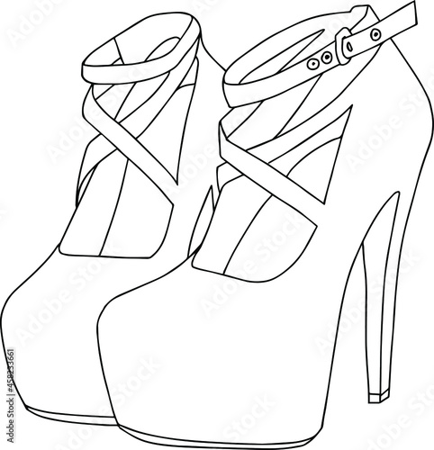 Woman's shoes icon logo. Vector. Fashionable hidh heels. Silhouett