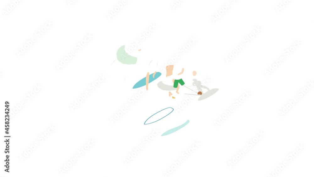 Kitesurfing icon animation isometric best object on white backgound