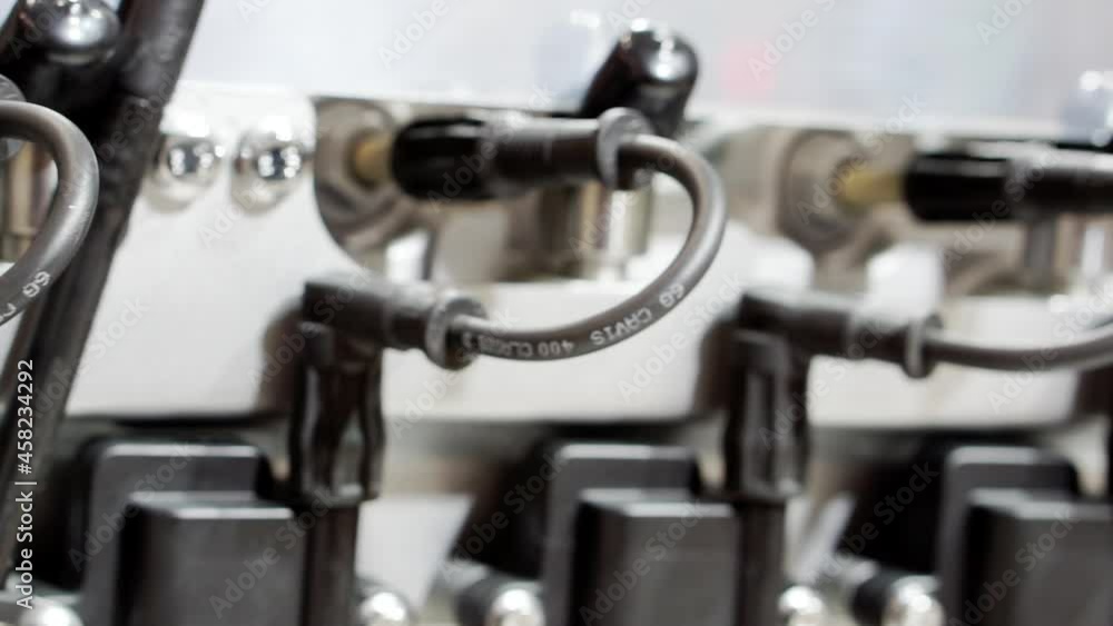 A close-up of a sample of an automobile engine. A close-up of a sample of an automobile engine.