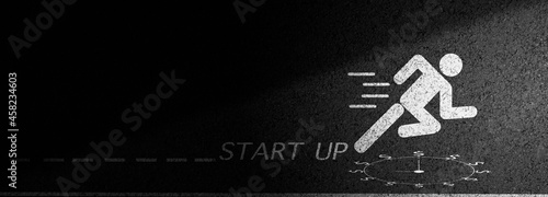 Fototapeta Naklejka Na Ścianę i Meble -  The startup, small business owner on the asphalt road, get ready on starting the highway concept for business planning.
