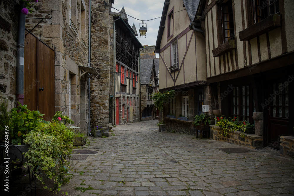 street photography on the city of dinan on brittany in france