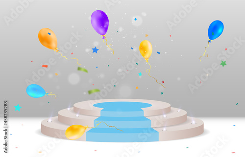 A pedestal or platform for honoring the winners. Vector illustration .	