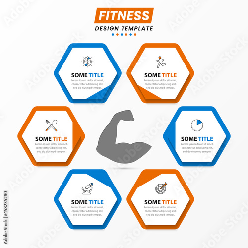 Infographic design template. Fitness concept with 6 steps