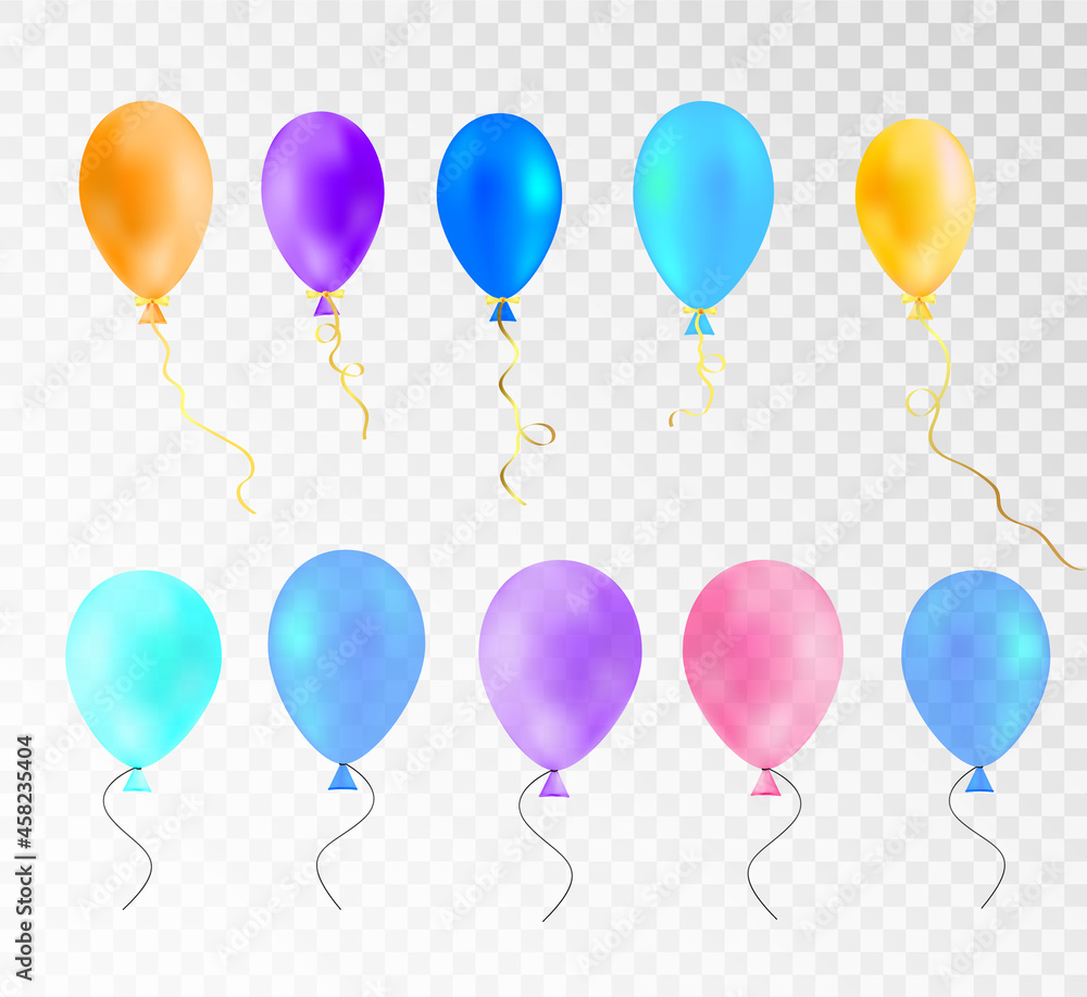 Multicolored balloons template for greeting illustrations.