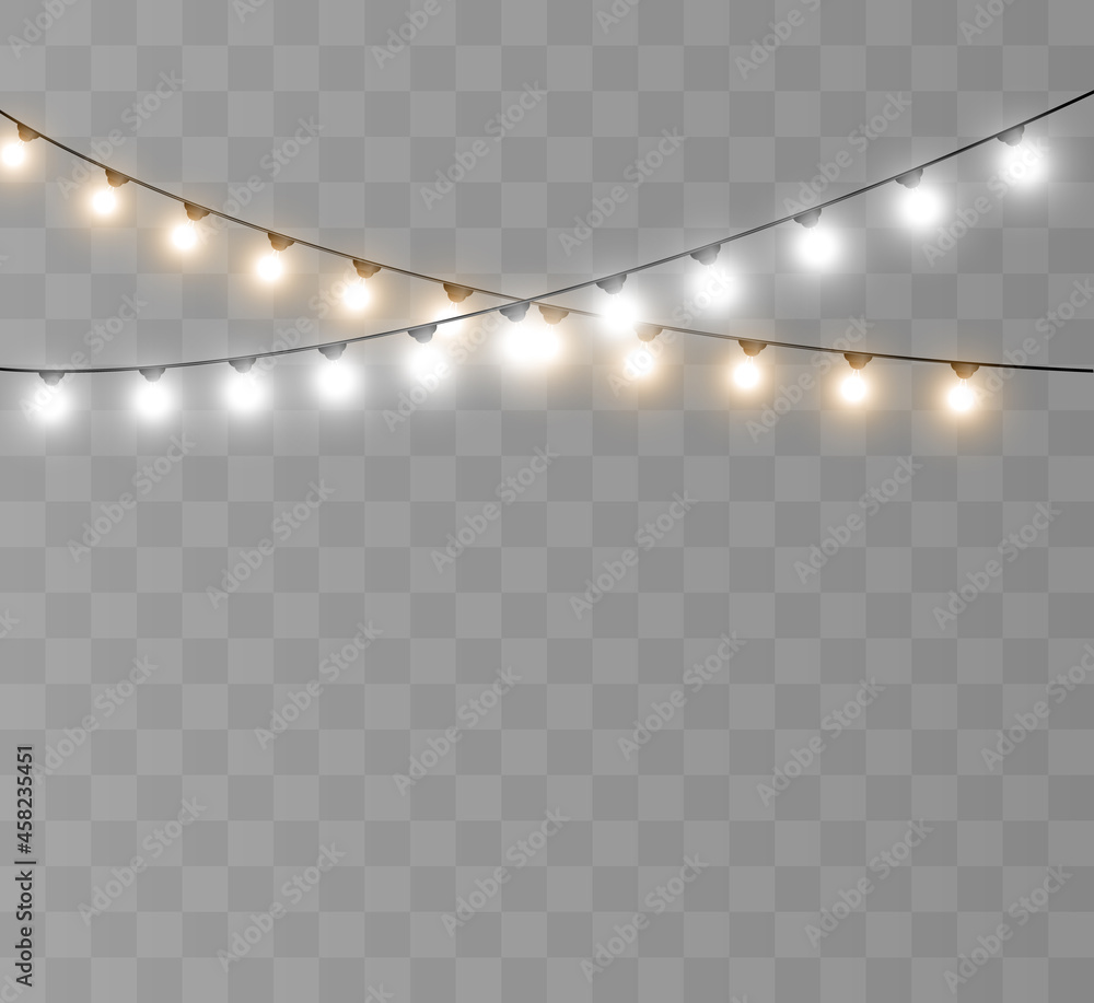 Realistic garland on a transparent background for vector illustrations.