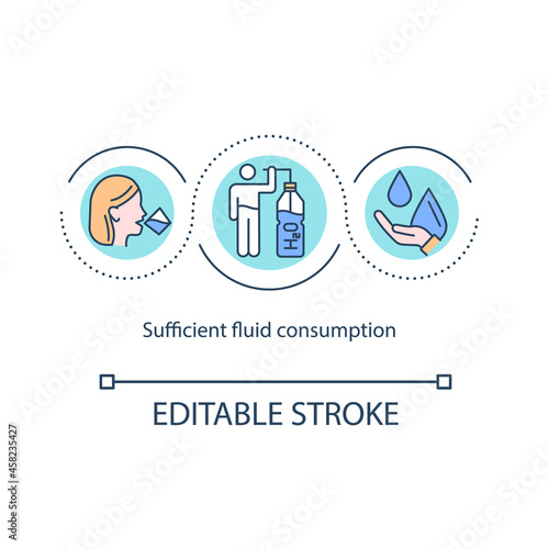 Sufficient fluid consumption concept icon. Daily amount of water recommendation. Hydration abstract idea thin line illustration. Vector isolated outline color drawing. Editable stroke © bsd studio