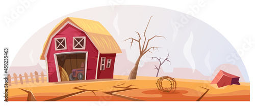 Drought in land or dry desert soil with dead trees