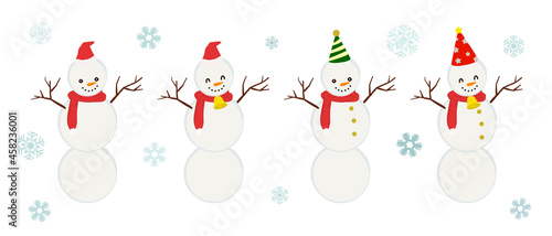 Illustration of a snowman dressed in Santa costume