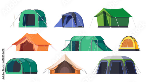 Camp tents and campsite shelters, camping travel