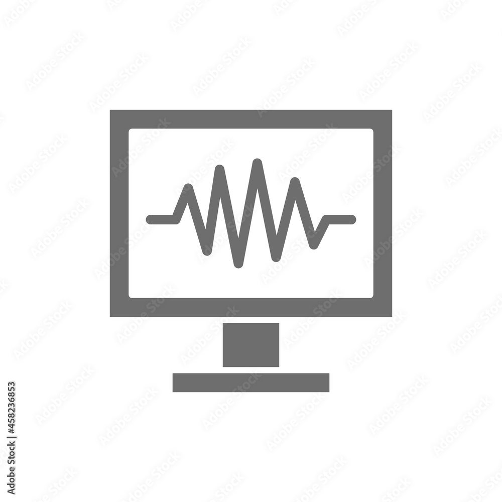 Vector monitor PC, computer screen grey icon. Vector monitor PC, computer screen grey icon.