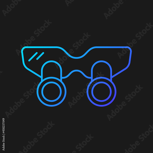 Dental loupes gradient vector icon for dark theme. Equipment for enlarging and examining teeth. Magnifying glasses. Thin line color symbol. Modern style pictogram. Vector isolated outline drawing