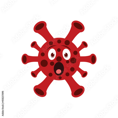 vector illustration of corona virus with suprised face for icon or sticker