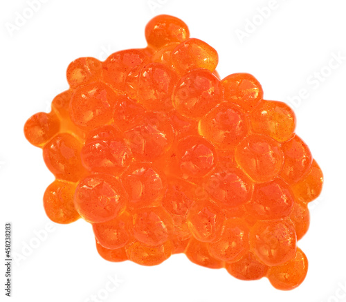 Red fish caviar isolated on white background. Delisious food - russian caviar.