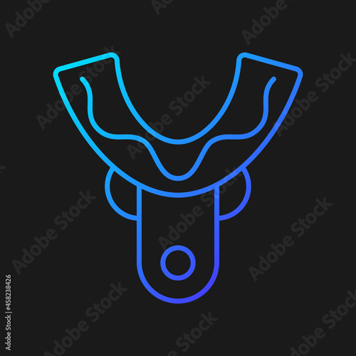 Impression tray gradient vector icon for dark theme. Dental prosthesis construction. Oral surgery. Dental implantology. Thin line color symbol. Modern style pictogram. Vector isolated outline drawing