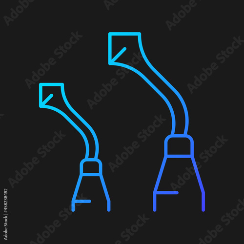 Burnisher gradient vector icon for dark theme. Dental hand instrument. Polish teeth fillings. Carving dental material. Thin line color symbol. Modern style pictogram. Vector isolated outline drawing