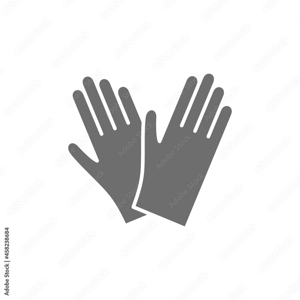 Protective rubber gloves grey icon. Isolated on white background Protective rubber gloves grey icon. Isolated on white background