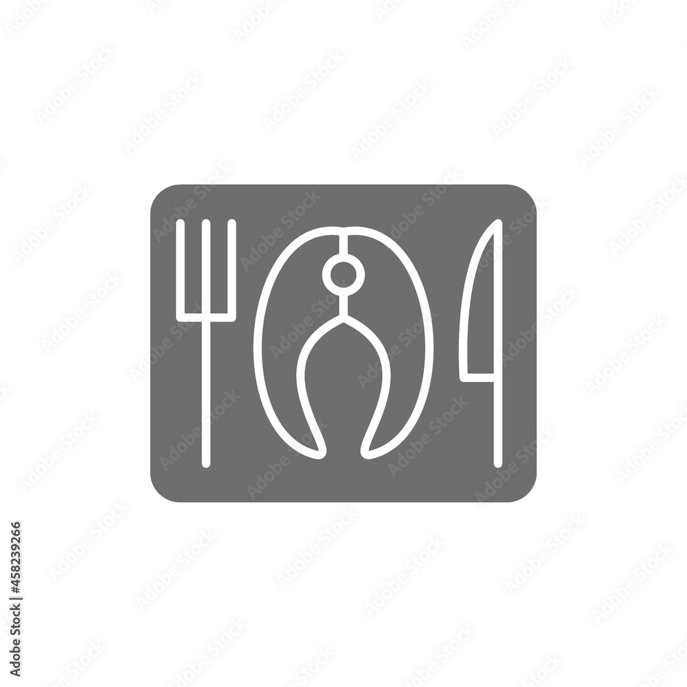 Fish dishes grey icon. Isolated on white background Fish dishes grey icon. Isolated on white background