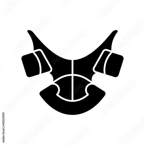 Dental retainer black glyph icon. Realigning teeth device. Orthodontic treatment. Hold teeth into correct position. Removable appliance. Silhouette symbol on white space. Vector isolated illustration