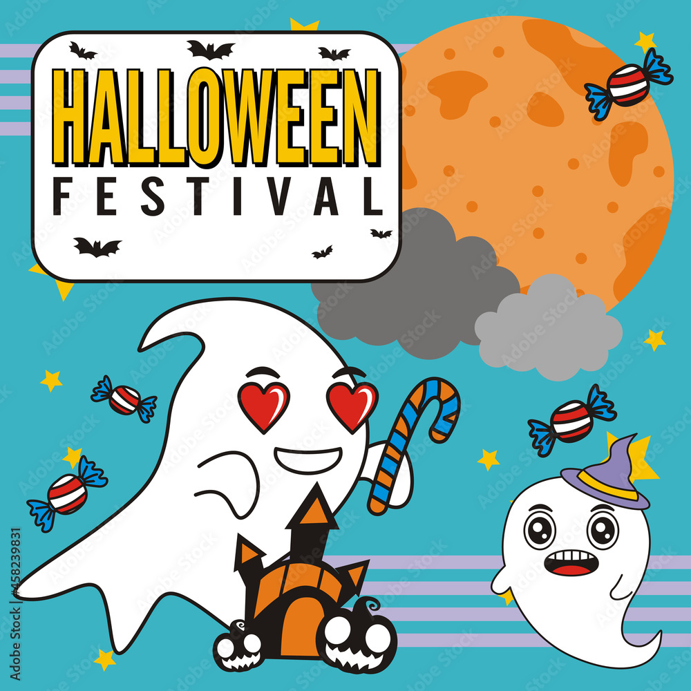 halloween festival background template vector illustration