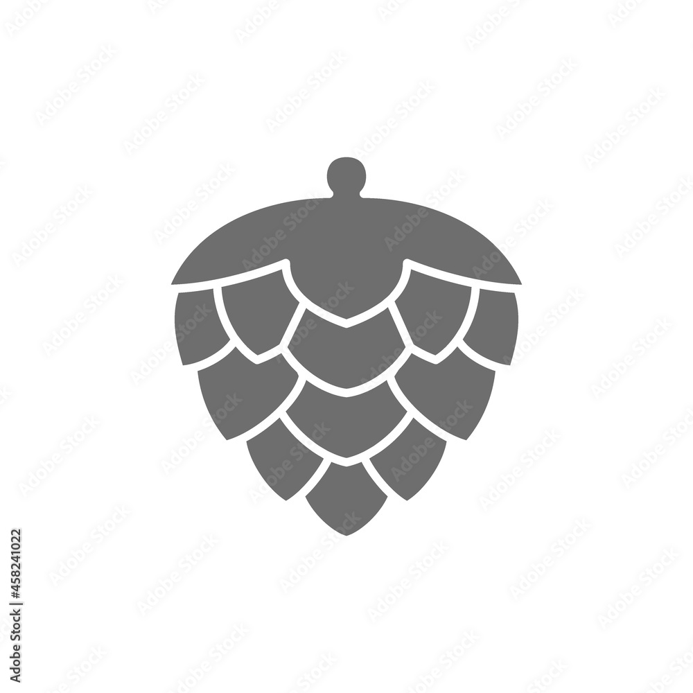 Fototapeta premium Hop cone grey icon. Isolated on white background