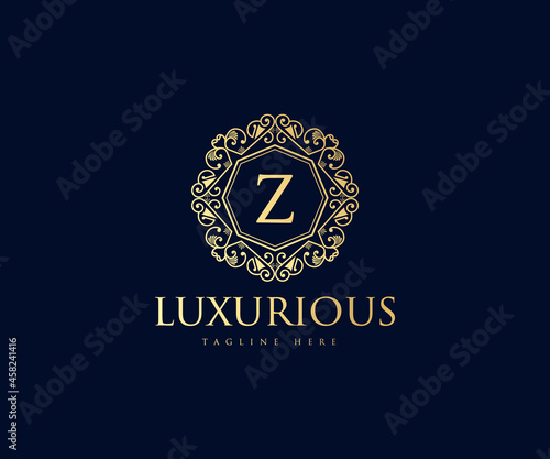 Vintage luxury ornamental logo with floral ornament. Suitable for whiskey, alcohol, beer, brewery, wine, barber shop, coffee shop, tattoo studio, salon, boutique, hotel, shop signage restaurant hotel 