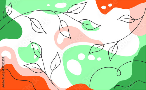 vector autumn background with branches of leaves