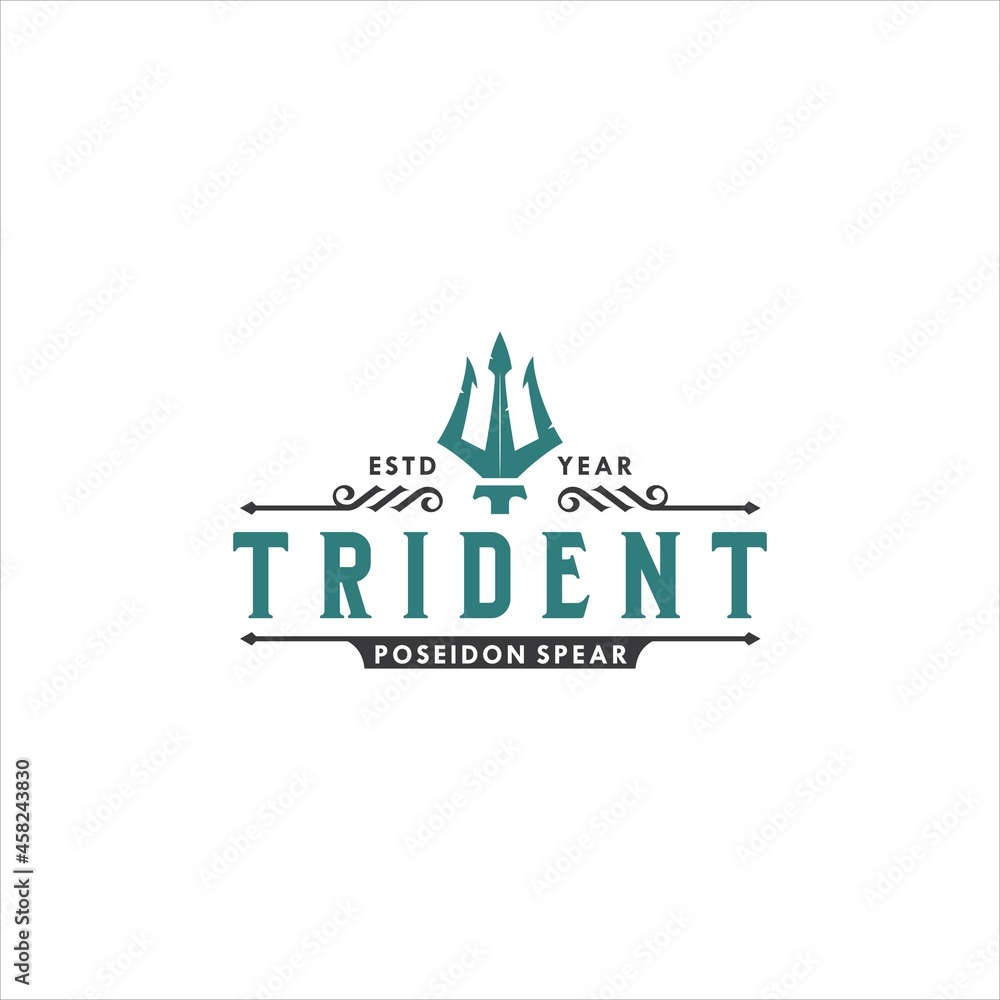 Trident Neptune Poseidon Icon Logo Design Vector Image