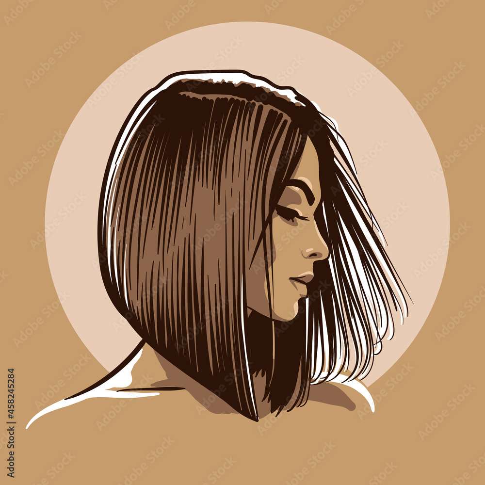 Premium Vector  Anime girl with brunette bob haircut vector art