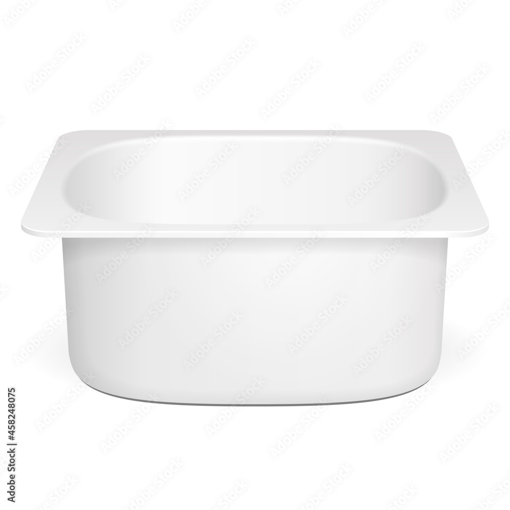 Mockup Open Cup Tub Food Plastic Container For Dessert, Yogurt, Ice Cream, Sour cream Or Snack. Illustration Isolated On White Background. Mock Up Template Ready For Your Design. Vector EPS10 Mockup Open Cup Tub Food Plastic Container For Dessert, Yogurt, Ice Cream, Sour cream Or Snack. Illustration Isolated On White Background. Mock Up Template Ready For Your Design. Vector EPS10
