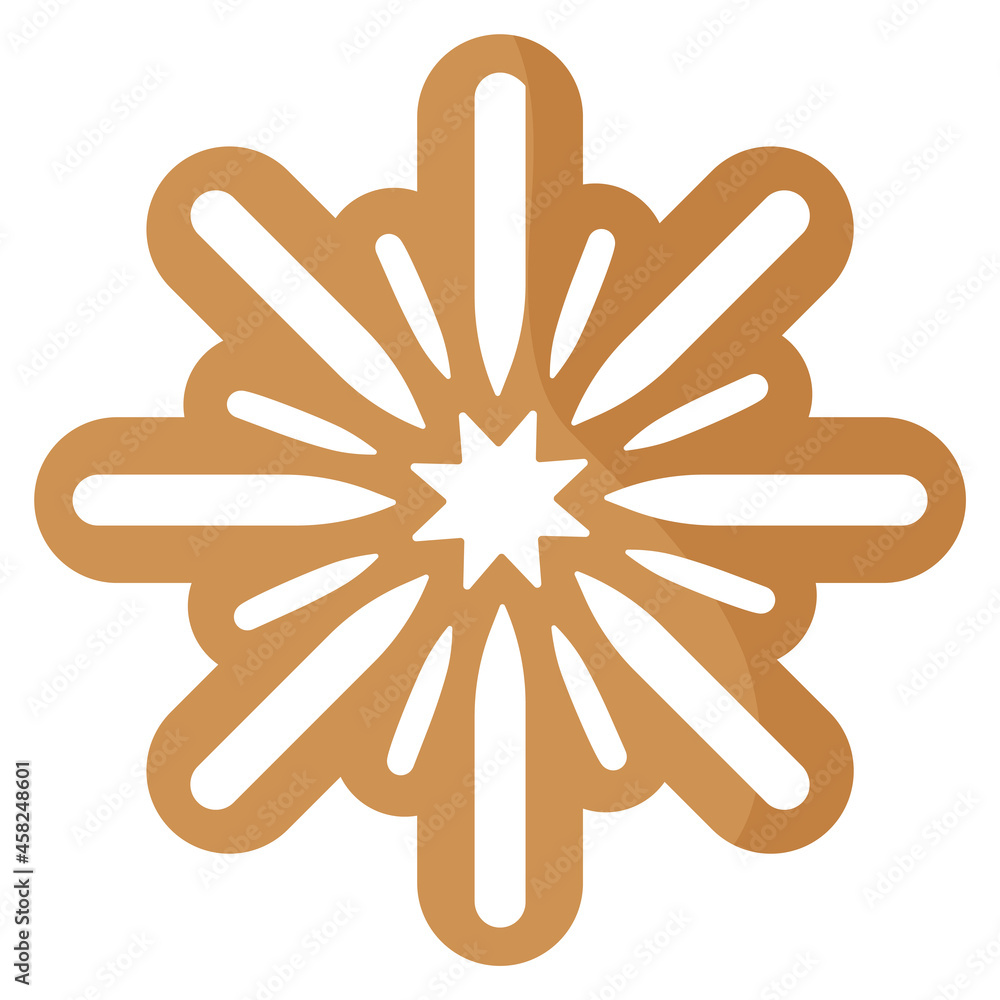 Christmas festive snowflake gingerbread cookie covered by white icing. Christmas festive snowflake gingerbread cookie covered by white icing.
