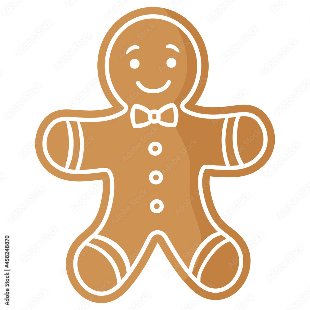 Obraz premium Christmas festive gingerbread Man cookie covered by white icing.