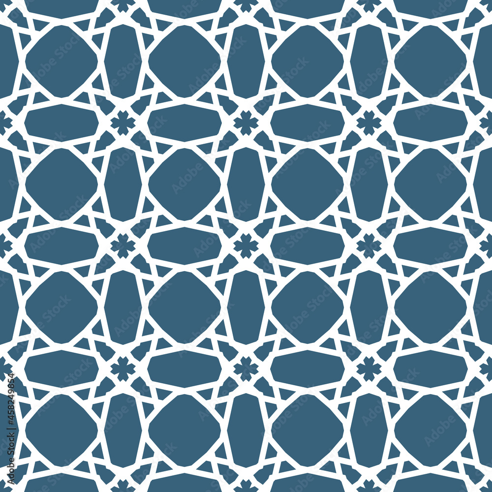 Naklejka premium Seamless pattern with bright geometric ornament.