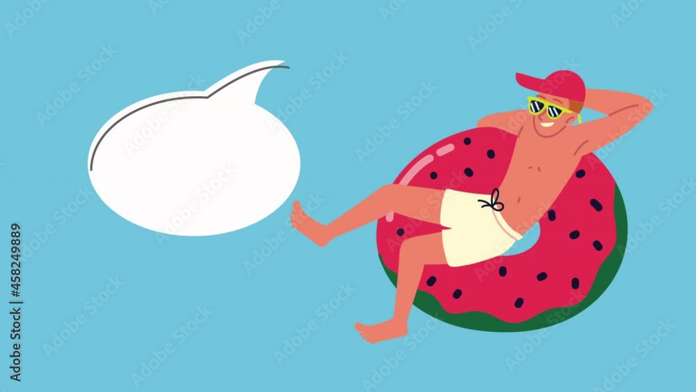 man relaxing in float red animation man relaxing in float red animation